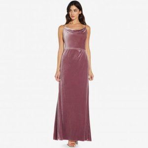 Adrianna Papell Cowl Neck Velvet Gown in Antique Rose